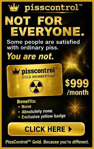 Fake ad: pisscontrol Gold membership. Not for everyone. $999 a month. Benefits: none
